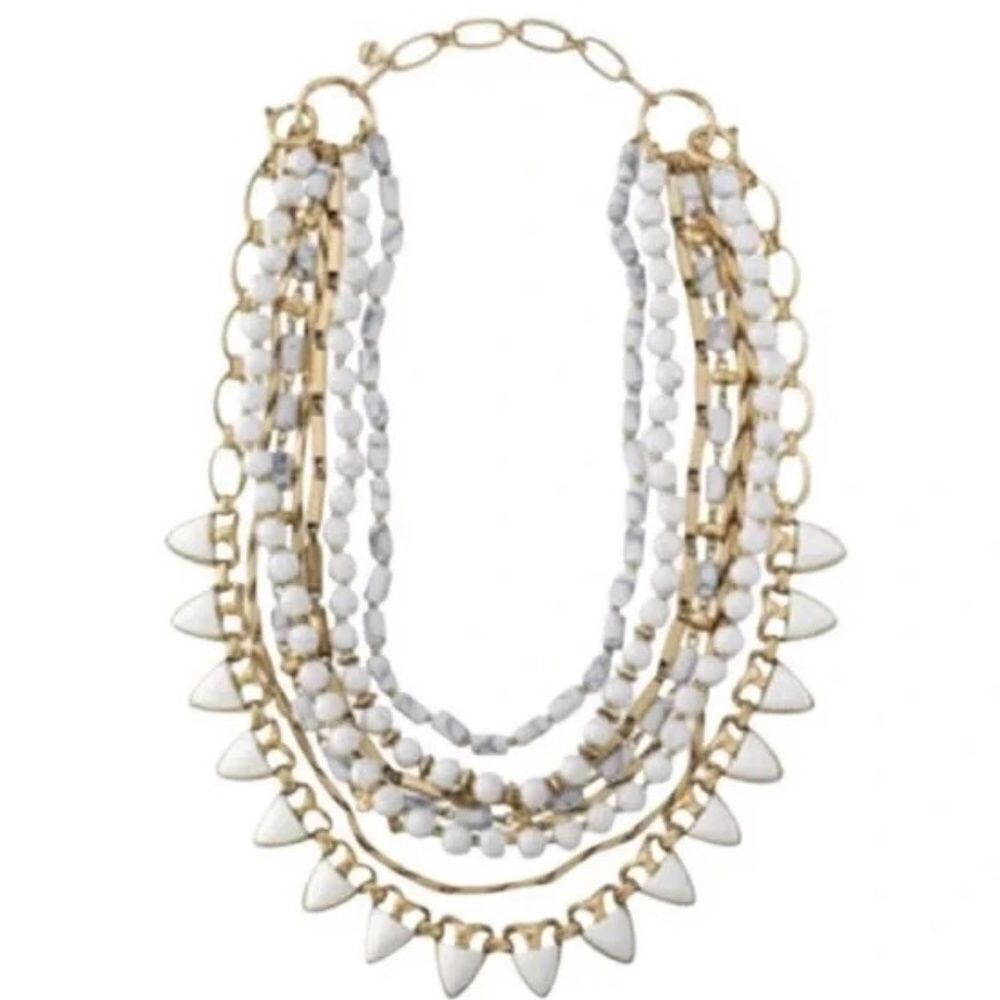 Stella & Dot Sutton Multi Strand White Layering Stone Necklace - Picture 4 of 8